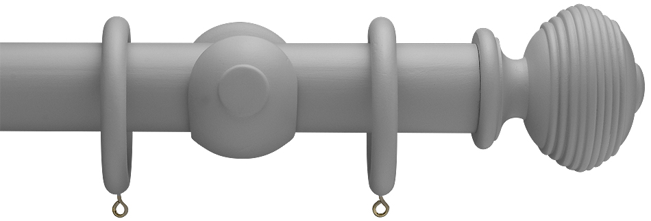 Advent Shades of Grey, 47mm Painted Wood Curtain Pole in Urban Grey with Reeded Ball finials