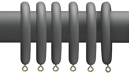 Advent 5 Shades of Grey 35mm Wood Curtain Pole Rings in Midnight Grey, for use with the 35mm Advent Shades of Grey curtain poles