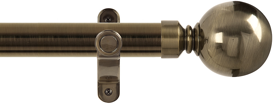 Renaissance Spectrum 35mm Eyelet Curtain Pole Antique Brass, Plain Ball