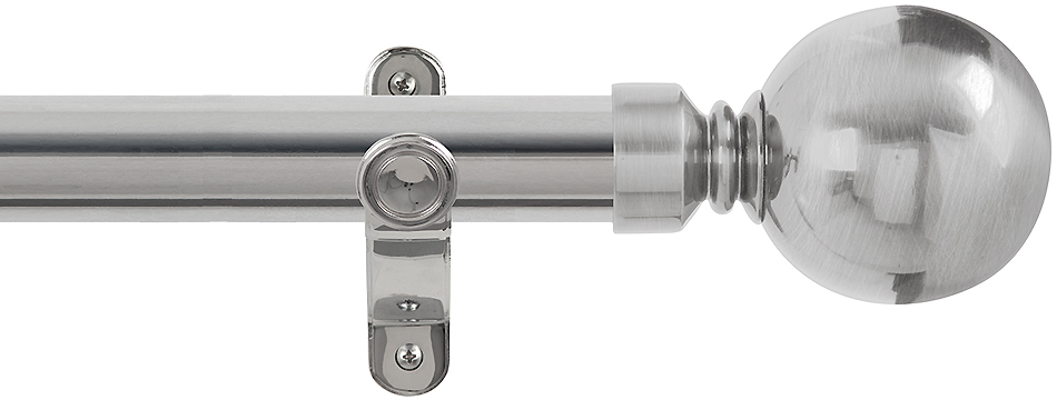 Renaissance Spectrum 35mm Eyelet Curtain Pole Polished Silver, Plain Ball