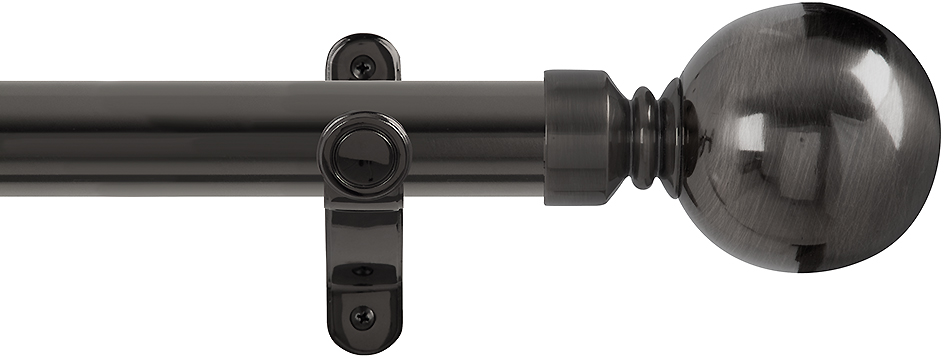 Renaissance Spectrum 35mm Eyelet Curtain Pole Black Nickel, Plain Ball