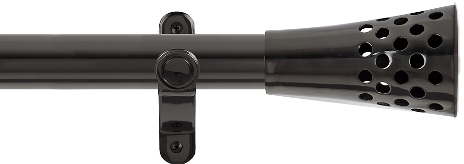 Renaissance Spectrum 35mm Eyelet Curtain Pole Black Nickel, Trumpet