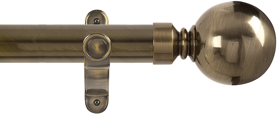 Renaissance Spectrum 50mm Eyelet Curtain Pole Antique Brass, Plain Ball