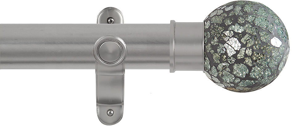 Renaissance Spectrum 50mm Eyelet Curtain Pole Titanium, Green Mosaic Ball