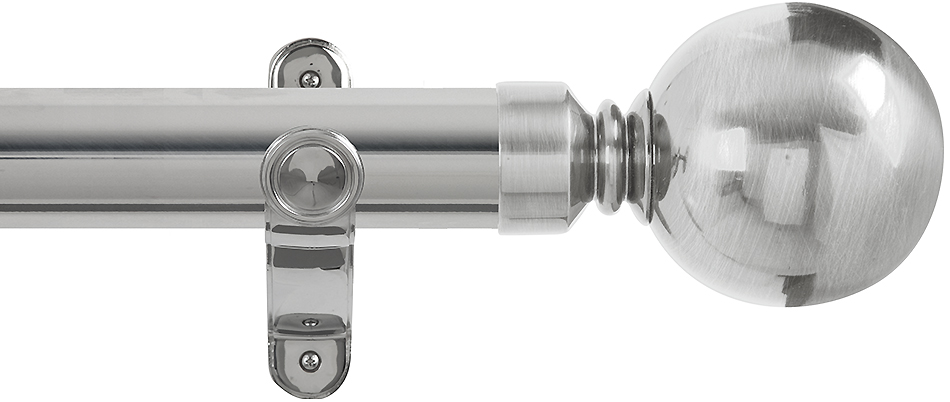 Renaissance Spectrum 50mm Eyelet Curtain Pole Polished Silver, Plain Ball