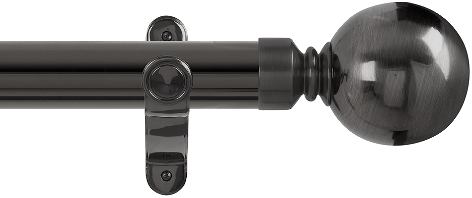 Renaissance Spectrum 50mm Eyelet Curtain Pole Black Nickel, Plain Ball