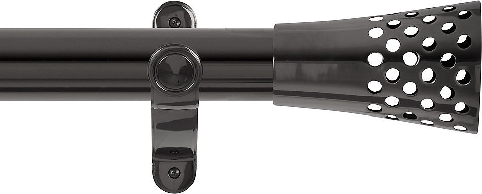 Renaissance Spectrum 50mm Eyelet Curtain Pole Black Nickel, Trumpet