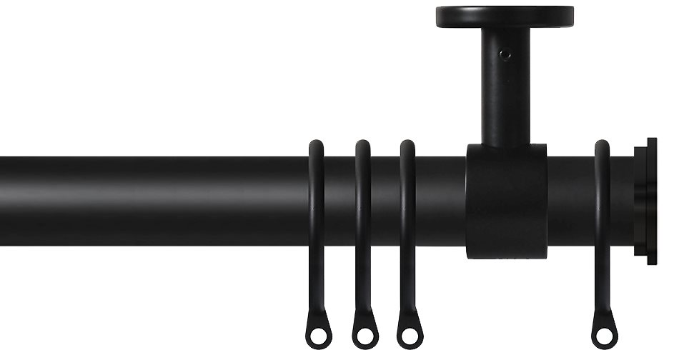 Renaissance 28mm Top Fix Metal Curtain Pole Matt Black, Fynn Endcap