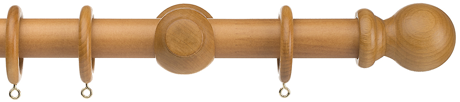 Universal 28mm Wood Curtain Pole, Antique Pine, Ball