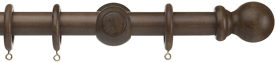 Universal 28mm Wood Curtain Pole, Walnut, Ball