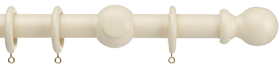 Universal 28mm Wood Curtain Pole, Cream, Ball