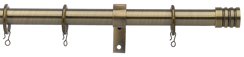 Universal 28mm Metal Curtain Pole Antique Brass Barrel