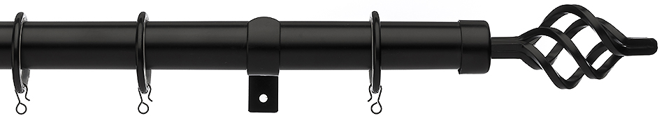 Universal 28mm Metal Curtain Pole Black Cage