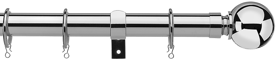 Universal 28mm Metal Curtain Pole Chrome Ball