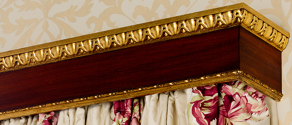 Byron Aqua Pelmet, Nene, Antique Mahogany & Gilt