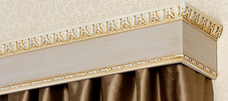 Byron Aqua Pelmet, Nene, Antique Cream & Gilt