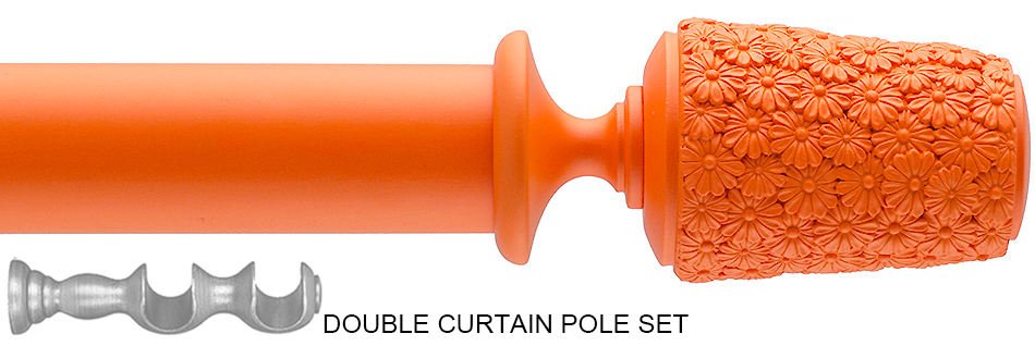 Byron Floral Neon 35mm Double Pole Orange Daisy