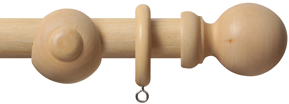 Renaissance Standard 28mm Wooden Curtain Pole, Ball, Natural