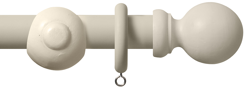 Renaissance Standard 28mm Wooden Curtain Pole, Ball, Cream