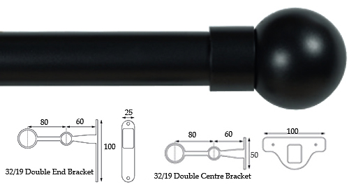 Cameron Fuller 32mm/19mm Double Pole Black Ball