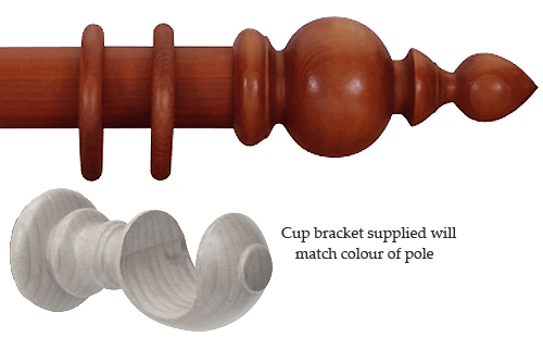 Cameron Fuller 35mm Wooden Curtain Pole Cherry Gothic Just Poles