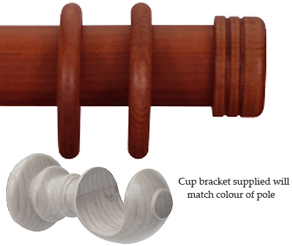 Cameron Fuller 35mm Wooden Curtain Pole Cherry Cap Just Poles