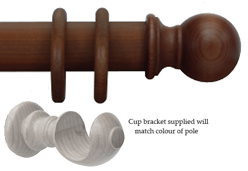 Cameron Fuller 35mm Pole Natural Mahogany Ball