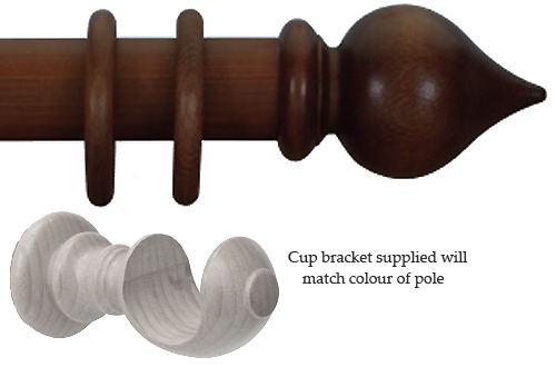 Cameron Fuller 50mm Pole Natural Mahogany Peardrop