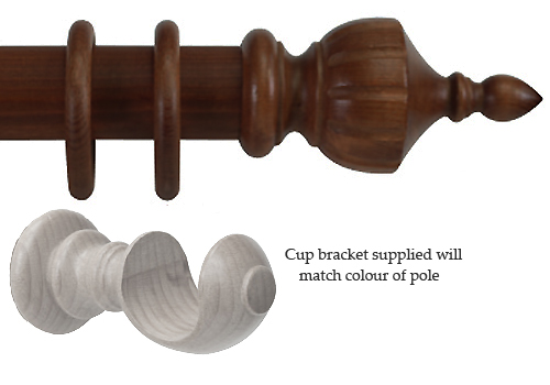Cameron Fuller 50mm Pole Natural Mahogany Crown