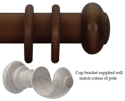 Cameron Fuller 50mm Pole Natural Mahogany Button