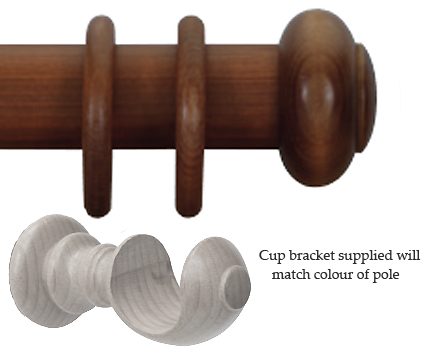 Cameron Fuller 63mm Pole Natural Mahogany Button