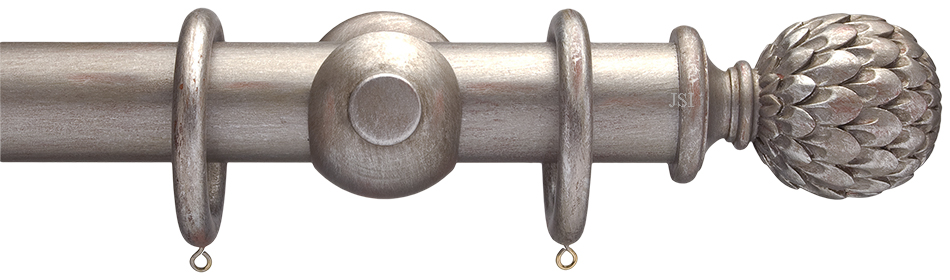 Advent 47mm Curtain Pole Distressed Silver Artichoke