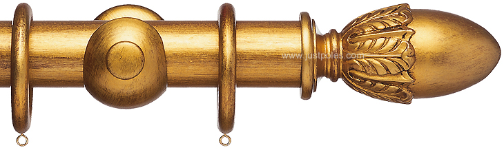 Advent 47mm Curtain Pole Distressed Gold Acorn