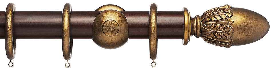 Resina Curtain Pole 47mm Wood Acorn Distressed Bronze Walnut