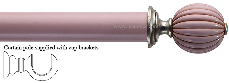Byron 35mm, 45mm Pole Fluted Ball Powder Pink/Silver Detail