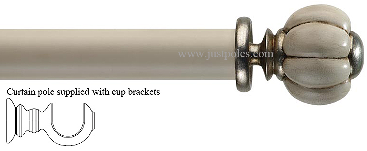 Byron 35mm, 45mm Pole Pasha Antique White/Silver Detail