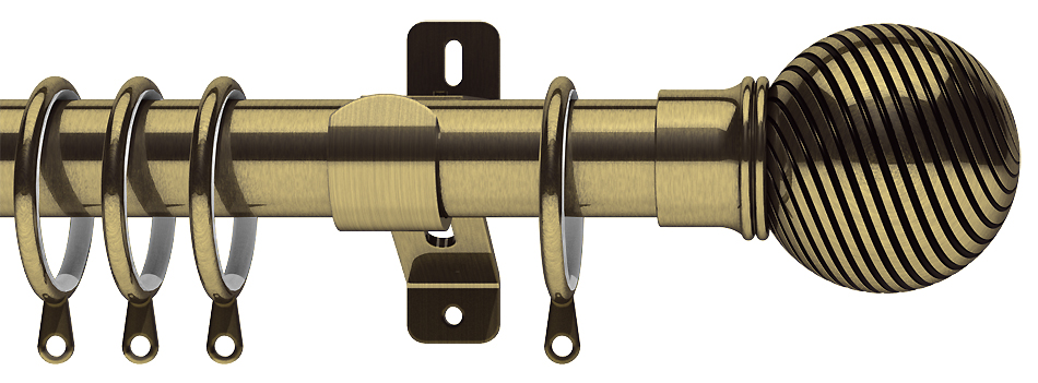 Swish Elements Curzon 35mm Metal Curtain Pole Antique Brass Just