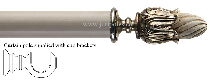 Byron 35mm, 45mm Pole Sintra Antique White/Silver/Gilt Detail