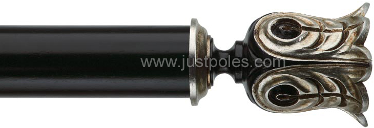 Byron Decorative 55mm, 67mm Pole Siena Ebony/Silver Mecca Detail