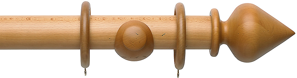 Renaissance Vintage 40mm 50mm Curtain Pole Light Oak Peardrop