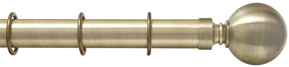 Kestrel  Oxford 28mm Curtain Pole, Antique Brass, Ball