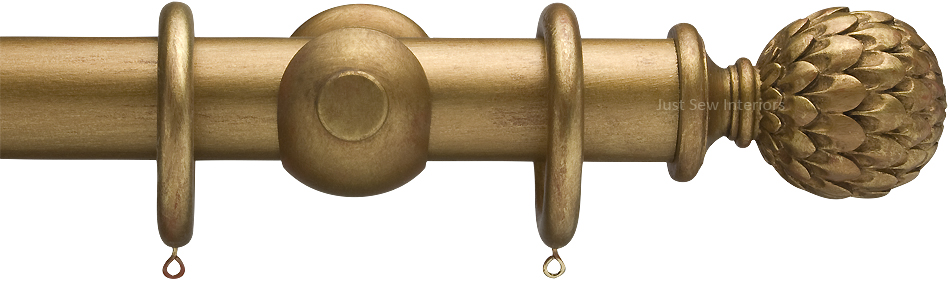 Advent 35mm Curtain Pole Distressed Gold Artichoke