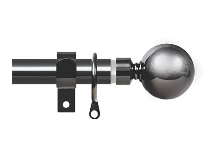 Renaissance 28/25mm Extensis Extendable Standard Curtain Pole Black Nickel, Ball