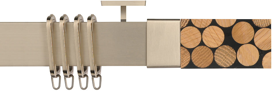 Renaissance Vogue 40mm Silver Pole/Track, Oak Circles