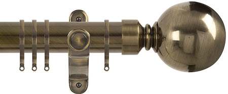 Renaissance Spectrum 35mm Curtain Pole Antique Brass, Plain Ball