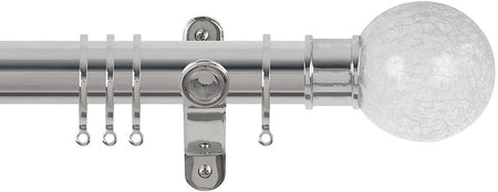 Renaissance Spectrum 35mm Curtain Pole Polished Silver, Crackled Glass