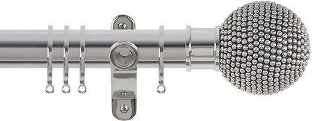 Renaissance Spectrum 35mm Curtain Pole Polished Silver, Studded Ball