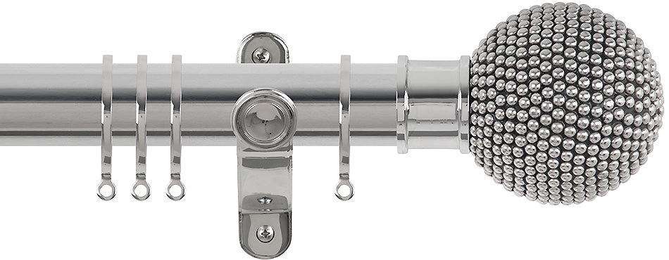 Renaissance Spectrum 35mm Curtain Pole Polished Silver, Studded Ball
