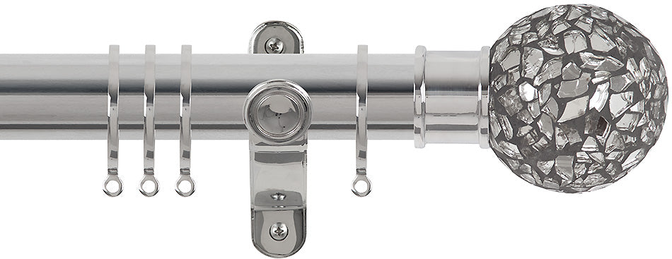 Renaissance Spectrum 35mm Curtain Pole Polished Silver, Mirror Mosaic