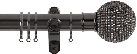 Renaissance Spectrum 35mm Curtain Pole Black Nickel, Studded Ball